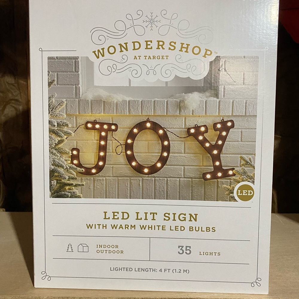 Wondershop LED Lit Sign with Warm White LED Bulbs